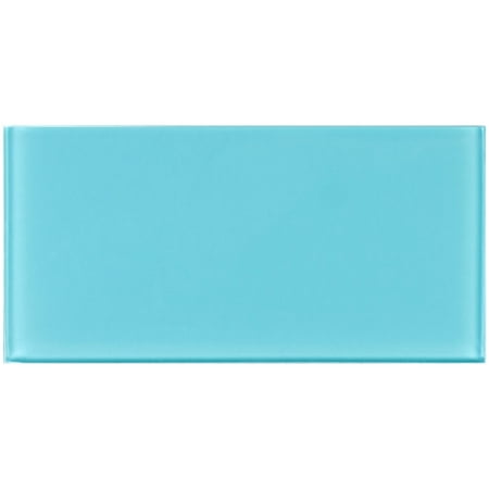 WS Tiles - Peel & Stick Aqua Blue 3 in. x 6 in. Individual Glass Subway Wall Tile (8 sq. ft / Case)