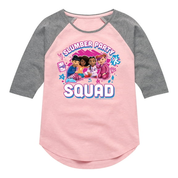 Karma's World - Girl Group - Slumber Party Squad - Toddler & Youth Girls Raglan Graphic T-Shirt