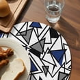 thumbnail image 3 of Navy Blue Black Geometric Round 13 Inch Placemats Set of 8, Abstract Art Modern Line HeatResistant Non Slip Place Mats for Dining Table, Wipeable Braided Kitchen Table Mats for Housewarming, 3 of 9