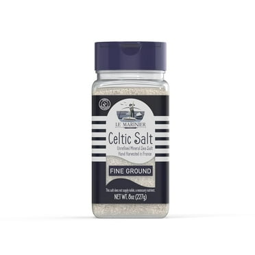 Le Marinier French Sea Salt Fine Ground, 8oz. Mineral Rich 100% Natural and Unrefined. Refillable Salt Shaker. Sea Salt Organic with Vital Minerals. Hand Harvested Fine Sea Salt (8oz Fine Ground)