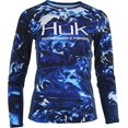 thumbnail image 3 of Huk Women's Icon X Camo Long Sleeve Performance Fishing Shirt, Hydro Reflex, X-Small, 3 of 5