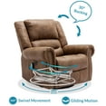thumbnail image 5 of OUINCH Manual Swivel Glider Rocker Recliner Chair with Massage and Heat, USB Ports and 2 Side Pockets, Brown, 5 of 7