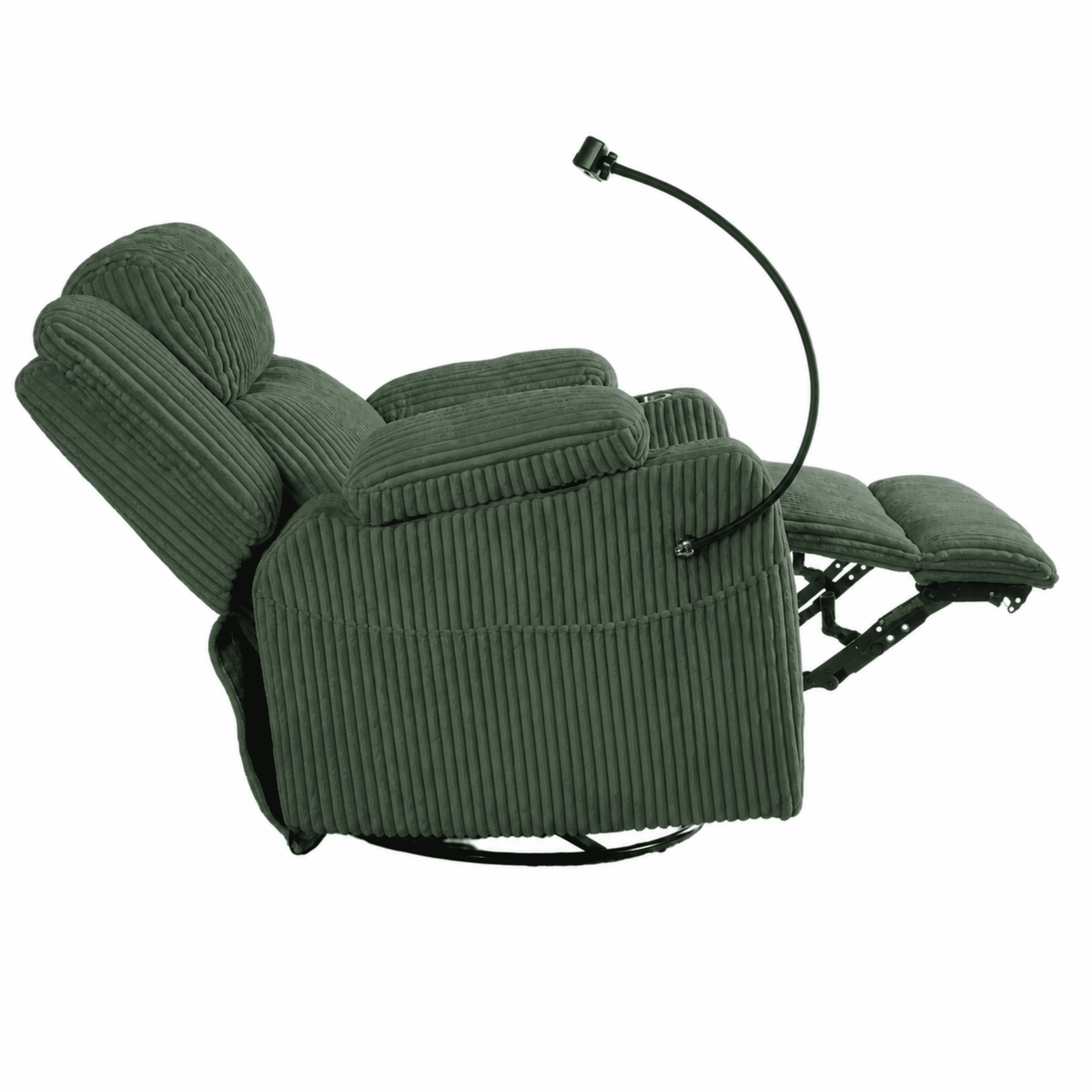 Euroco Power Recliner Chair for Adults, 270° Swivel Rocker Recliner with Heat and Massage,Phone Holder & USB Ports,Side Pockets, Cup Holder,Electric Glider Nursery Chair with Hidden Storage,Green