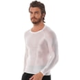 thumbnail image 3 of Jhaoyu Men's Glossy Long Sleeve Compression Shirts Athletic Workout Sports Rash Guard Undershirt White M, 3 of 6