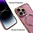thumbnail image 3 of iPhone 14 Pro 6.1" Magnetic Glitter Case, [Compatible with Magsafe] Cute Luxury Plating Bling Clear Phone Case, Full Camera Lens Protector Anti-Scratch Shockproof Protective Case-Pink, 3 of 13