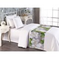 thumbnail image 2 of Jungle Boho Bed Runner, Springtime Theme Floral Pattern With Eucalyptus Color Leaves Print, Decorative Accent Bedding Scarf for Hotels Homes & Guest Rooms, Twin, Fern Green Pale Grey, by Ambesonne, 2 of 3