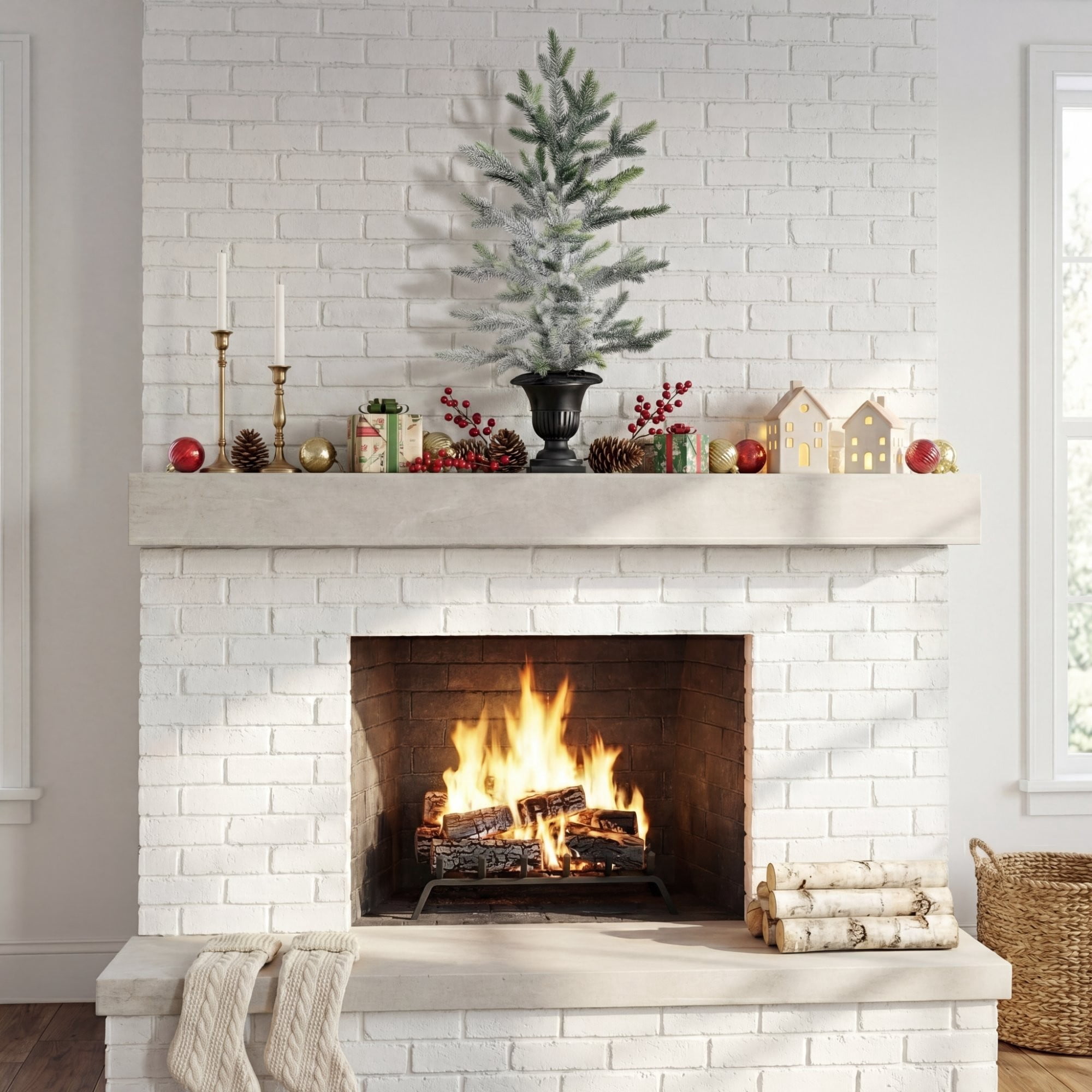2ft. Artificial Frosted Christmas Tree in Black Decorative Urn