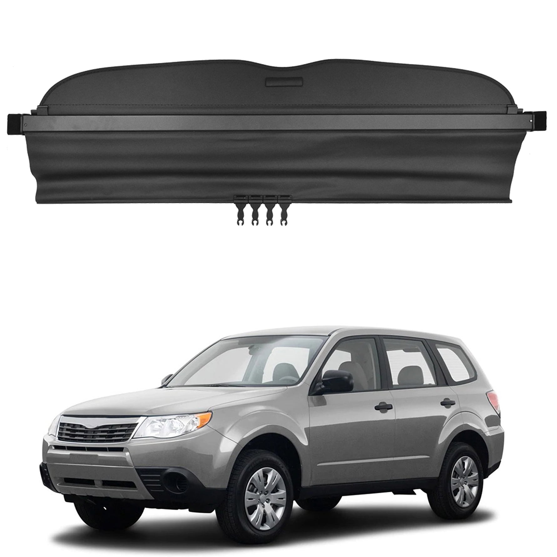 Kaungka Cargo Cover Retractable Compatible with 09-13 SubAru Forester Black with manual rear gate 