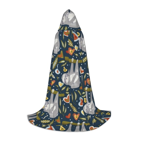 Honeii Cute Sloth Print Poncho Cape, Cloak Coat, Snuggly Hooded Wearable Blanket, Hooded Cape For Teenagers,Halloween Costumes-Small