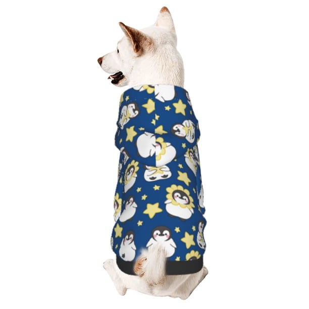 Fotbe Star Penguin Sudadera con Estampado para Perros Pequeños – Suéter con Capucha para Mascotas, Tela Suave de Forro Polar con Bolsillo-XX-Large