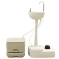thumbnail image 4 of vidaXL Portable Camping Toilet 2.6+2.6 gal and Handwash Stand 5.3 gal Set Gray, 4 of 10