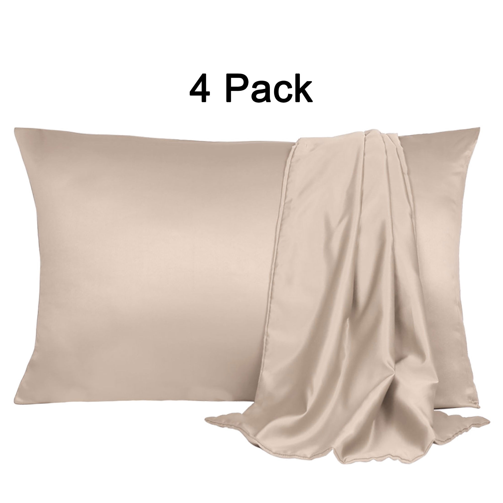 4 Pack Luxury Satin Pillowcase Cooling Silk Pillow Slip Cases Covers