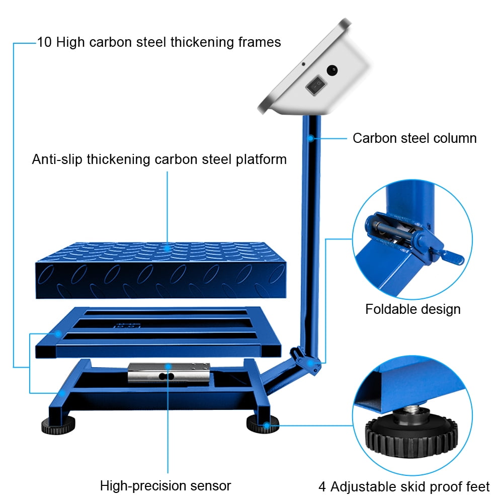 TUFFIOM 661lbl Weight Electronic Digital FoldingPlatform Scale,Blue