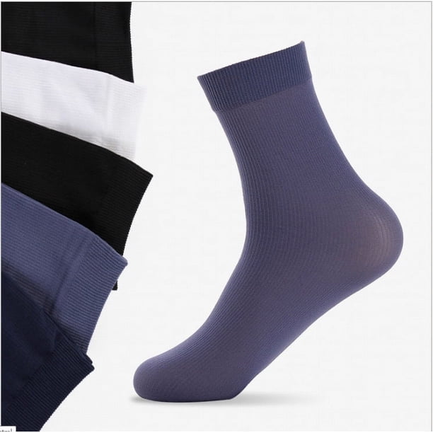 Medias de verano para hombre, calcetines de rayas de fibra de bambú cómodos de color sólido, calcetines de negocios informales transpirables que absorben el sudor