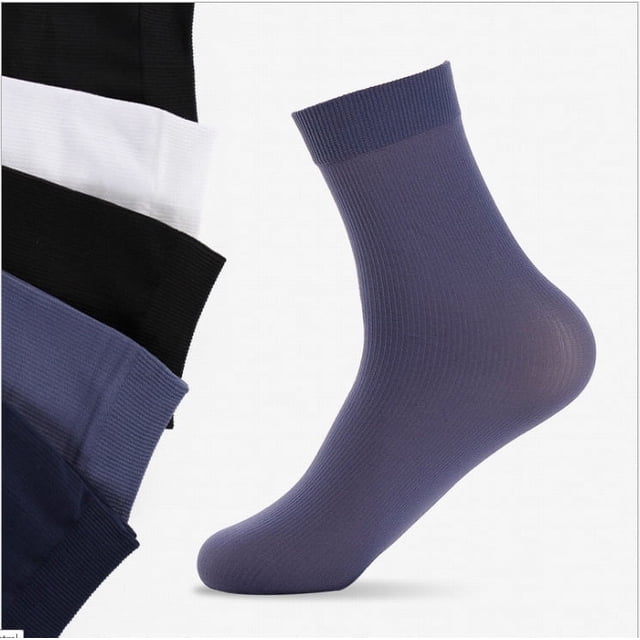 Medias de verano para hombre, calcetines de rayas de fibra de bambú cómodos de color sólido, calcetines de negocios informales transpirables que absorben el sudor