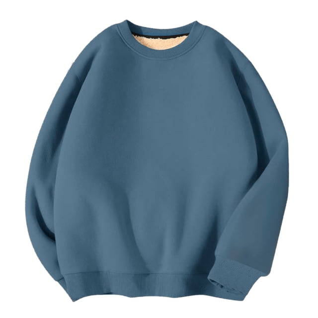 AherBiu Mens Crewneck Sweatshirts Plus Size Fleece Lined Winter Casual Athletic Gym Workout Solid Color Pullovers