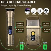 HATTEKER Electric Shaver & Hair Clipper 4-in-1 for Men, Cordless Foil Shaver Professional Beard Trimmer Nose Hair Trimmer Grooming Kit LED Display