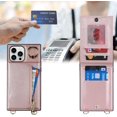 thumbnail image 3 of iPhone 13 Pro Max Case with Card Holder for Women,Crossbody Wallet Case for iPhone 13 Pro Max with Strap,[Ring Holder Kickstand] Lanyard Leather PU Magnetic Clasp Zipper Purse,6.7" Pink, 3 of 7