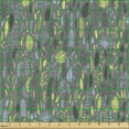 thumbnail image 2 of Ambesonne Botanical Fabric by the Yard Upholstery, Retro Branches Leaves, 3 Yards, Green Grey and Ceil Blue, 2 of 5