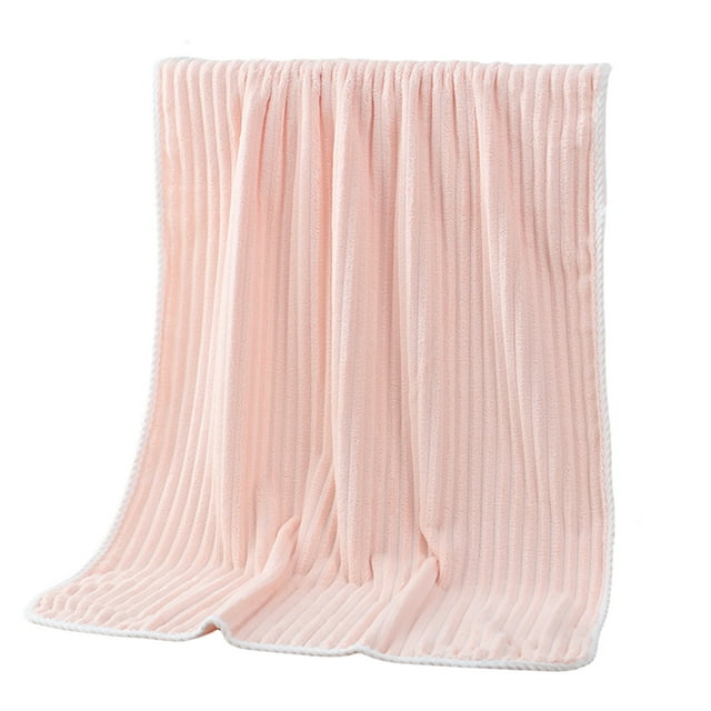 Large Bath towels Thick And Super Absorbent Solid Color Wool Bath towel with Large Striped Wool Bath towel, Precision Lock Edge Hanging Ear Size 55.1X27.5 Inches