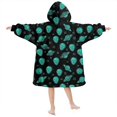 thumbnail image 2 of Alien and Planet Black Pattern Lamb Fleece Blanket Hoodies for Teens ,Teens Oversize Sherpa Wearable Hooded Blanket Sweatshirt with Super Pockets, 2 of 6