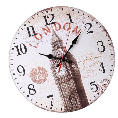Oasiva Sophisticated Round Wood Wall Clock Silents European Styles for Modern Homes