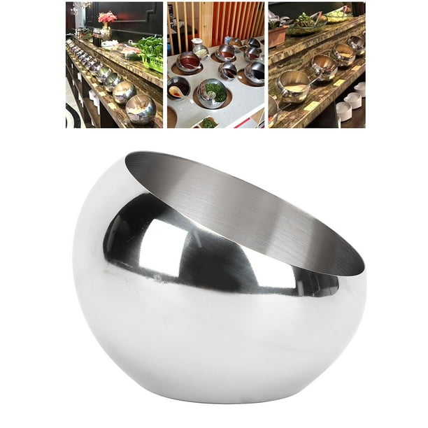Tazón De Condimento De Acero Inoxidable, Diseño De Boca Inclinada Platos De Condimento Tazón De Inmersión Para Sushi Platos De Aperitivo Tazones De Salsa De Metal Tazón De