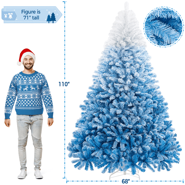 Alden Design 9Ft Pre-lit Flocked Artificial Christmas Tree with