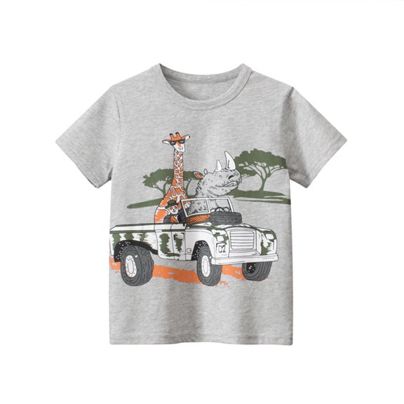 LYMAYTER Kids Boys Crewneck T-Shirts Toddler Printed Short Sleeve Tee Shirts Summer Cotton Casual Tees for 1-8 Years