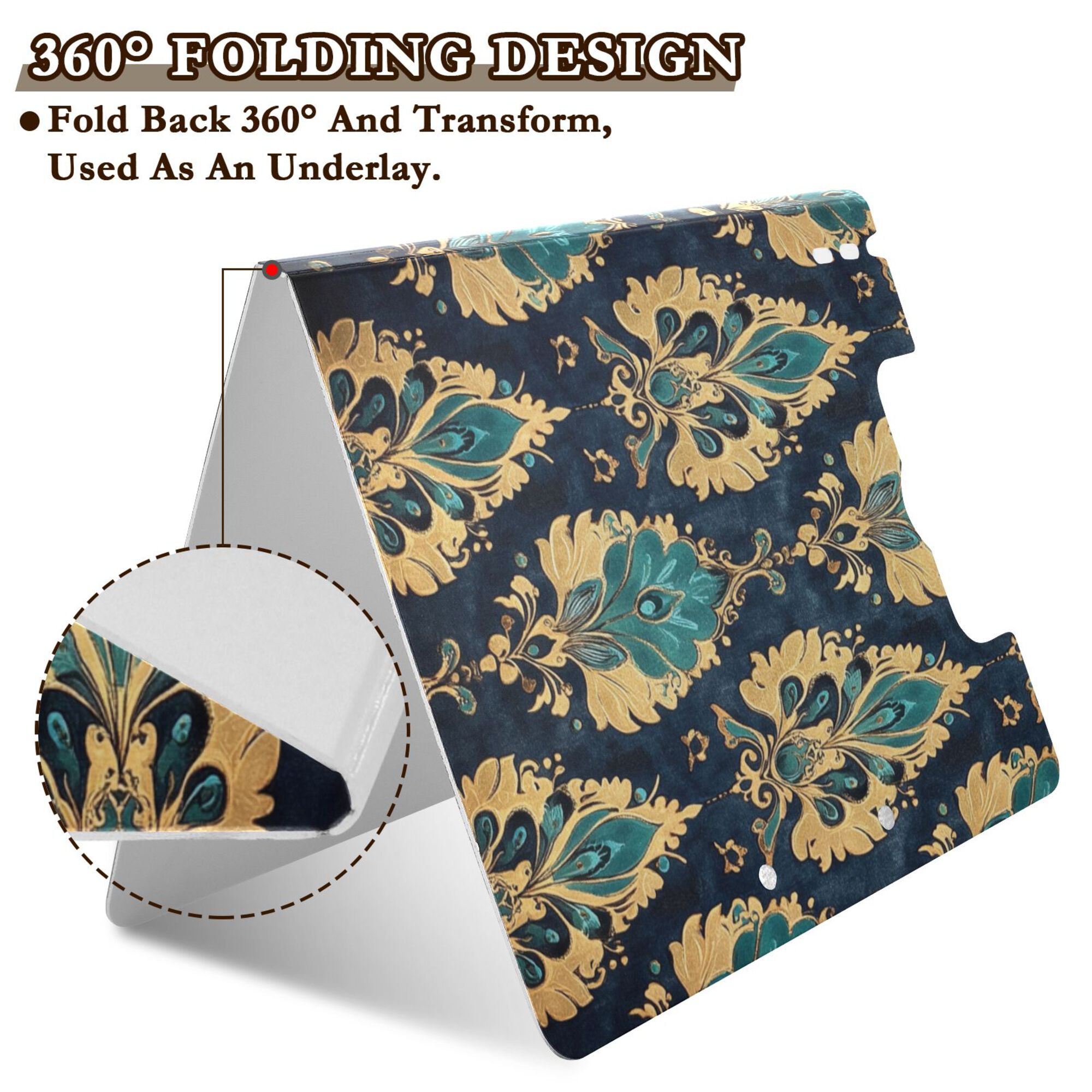 FORMRS A4 Clipboard Folder with Pen Holder Horizontal Foldable School Office Binder, Green Peacock Pattern