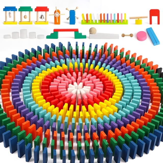 Juego de dominó Wondertoys, 1000 piezas, bloques de construcción de madera