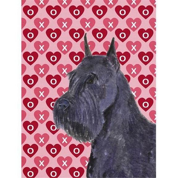 28 x 40 In. Schnauzer Hearts Love Valentines Day Flag Canvas, House Size