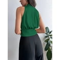 thumbnail image 3 of Women'S Pleated V Neck Sleeveless Blouses Office Dressy Shirts Green L, 3 of 6