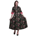 thumbnail image 1 of Bimba Floral Button Down Dress Print Mandarin Collar Roll Up Sleeves Shirt Dress-X-Small, 1 of 5