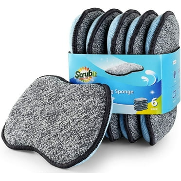 Scrubit Multi-Purpose Scrub Sponges for Kitchen Along with Heavy Duty Scouring Power, 6 Pack, Large