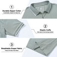 thumbnail image 5 of QPNGRP Men's Zipper Polo Shirts Short Sleeve Moisture Wicking Dry Fit Striped Casual Golf Shirts for Men Armygreen L, 5 of 6