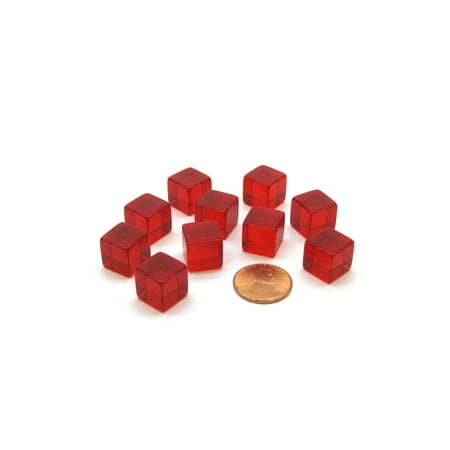 Pack of 10 12mm Square Transparent Blank Dice Cubes -