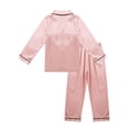 thumbnail image 4 of Aislor Kids Girls Boys Sleepwear Suit Silk Lapel Long Sleeve Pocket Button Top with Pants, 4 of 7