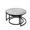 thumbnail image 6 of Canddidliike 2PCS Modern Round Nesting Coffee Table Metal Frame & Glass Top - Black, 6 of 11
