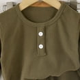 thumbnail image 5 of Toddler Boys Girls Ribbed Knit 2 Piece Outfit, Crew Neck Long Sleeve Top and Pants, Soft Loungewear Sleepwear Set for Daily Play and Vacation | Akmoler,Army Green 0-1Years, 5 of 6