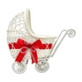 thumbnail image 2 of Imitation Rattan Wicker Baby Carriage Decor, Handwoven Mini Carriage Ornament, Rustic Boho Craft Style, Lightweight Woven Material, Baby Shower Party Tabletop Gift Display Decor, 2 of 6
