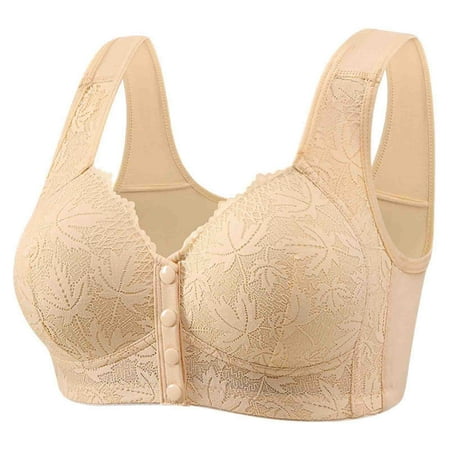 Women Minimizer Bra Wire Free Basic Bras Breathable Buttery Soft Bralettes Full Coverage Brassiere Front Closure Underwear Full Figure Wireless Bra