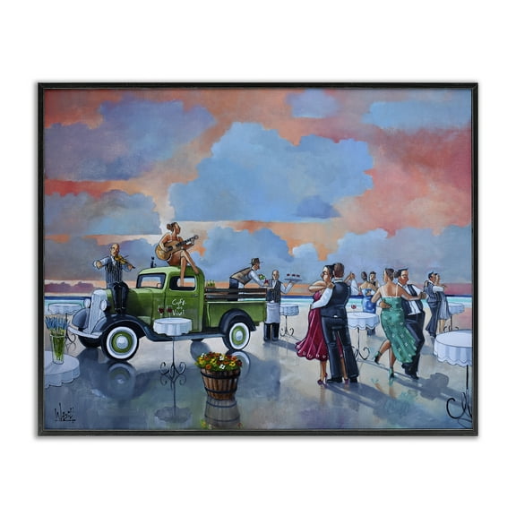 Stupell Industries Beach Ballroom Dance People Painting Black Framed Art Print Wall Art, 14 x 11