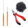 thumbnail image 2 of Vogacara Cortadora de pelo resistente al desgaste, gancho de ganchillo con mango de madera, Kit de alicates, hebilla de silicona portátil, cuentas de Cuidado del cabello 500 anillos negros Vogacara CE011777-01, 2 of 6