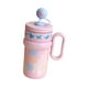 thumbnail image 4 of Vaso térmico de acero inoxidable con pajita para mujer, diseño de dibujos animados, práctico regalo para agua. Graffiti rosa, 4 of 9