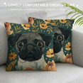 Funny Black Pugs Hiding Flowers Floral Dog Mom Dad Throw Pillow Covers