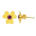thumbnail image 3 of 18K Gold Over Brass Floral - African Amethyst Stud Earrings Jewelry EM-1277 TGE1021_B, 3 of 6