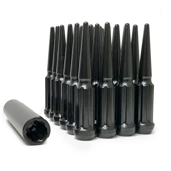 24Pc 14x2 Black Spline Spike Lug Nuts For 2004-2014 Ford F-150 Expedition 14X2.0