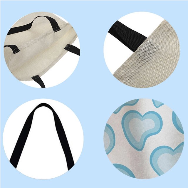 Bolsas De Compra Bolsa de playa para mujer, de compras de lino plegable, estampado de corazón lavable para damas y niñas Likrtyny Para Estrenar