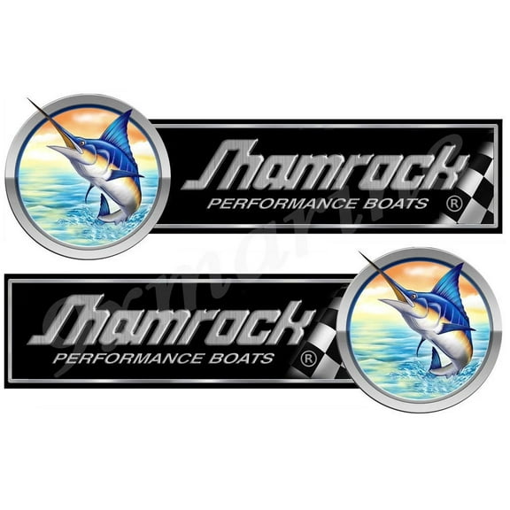 2 Shamrock Boat Marlin Type Stickers